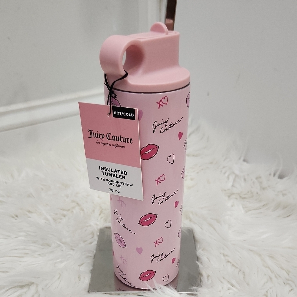 💕▪️ Juicy Couture▪️ 20oz  Pink Insulated Tumbler Pop Up Straw And Lid Hot Cold